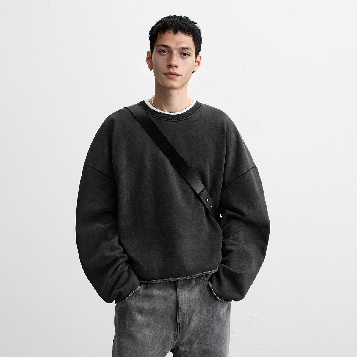 Sweatshirt cropped 440GSM unisexe – effet vintage streetwear | Stamped