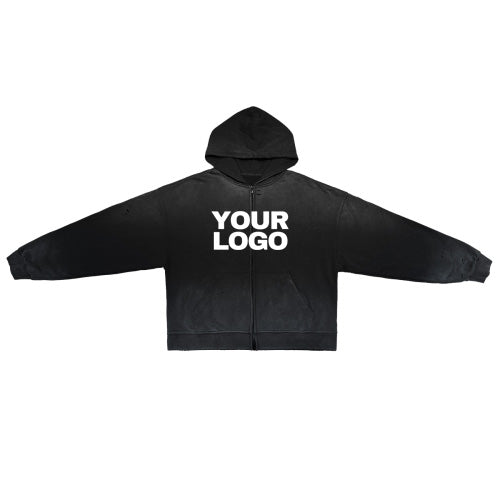 Sweat noir avec zone d'impression indiquée pour logo centré