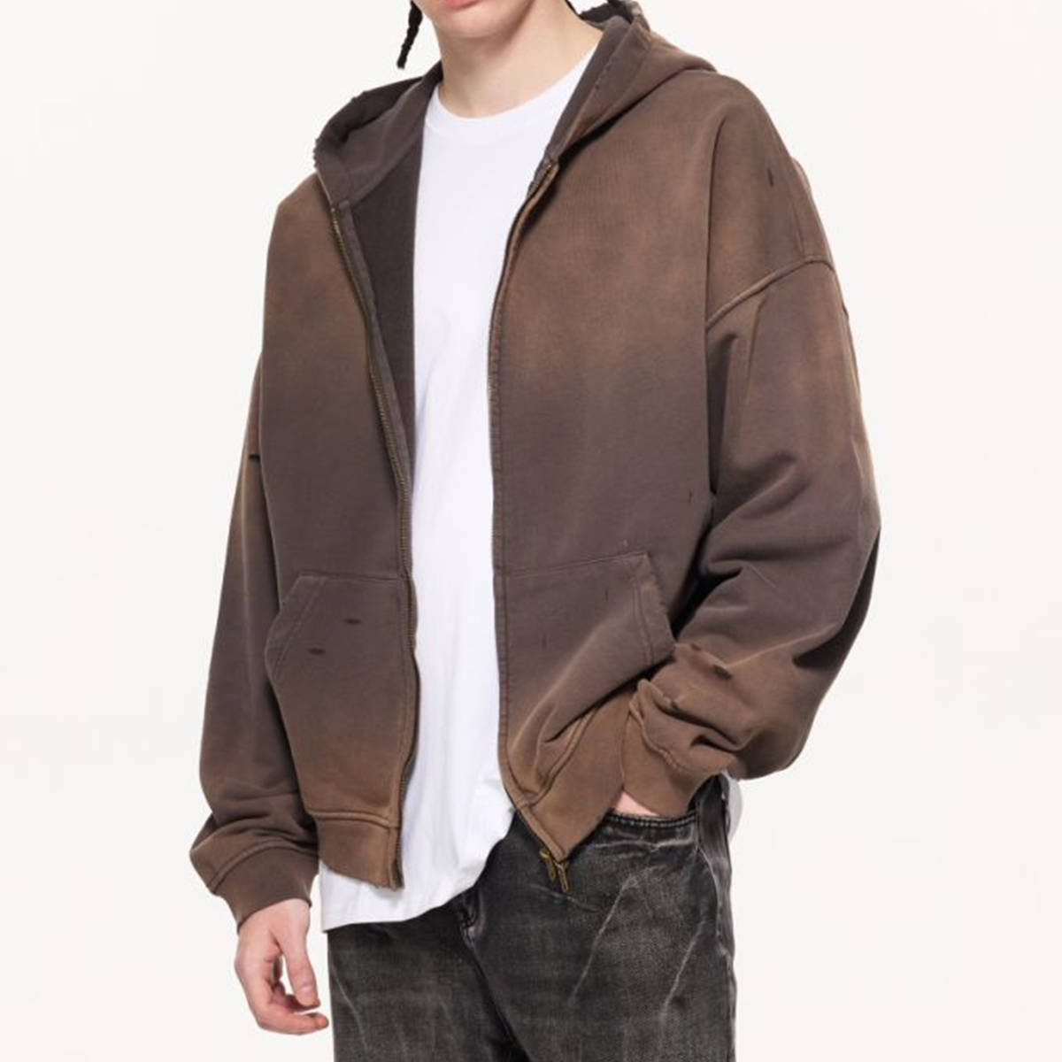 Sweat zippé oversized personnalisable - White Brand 430g | Stamped