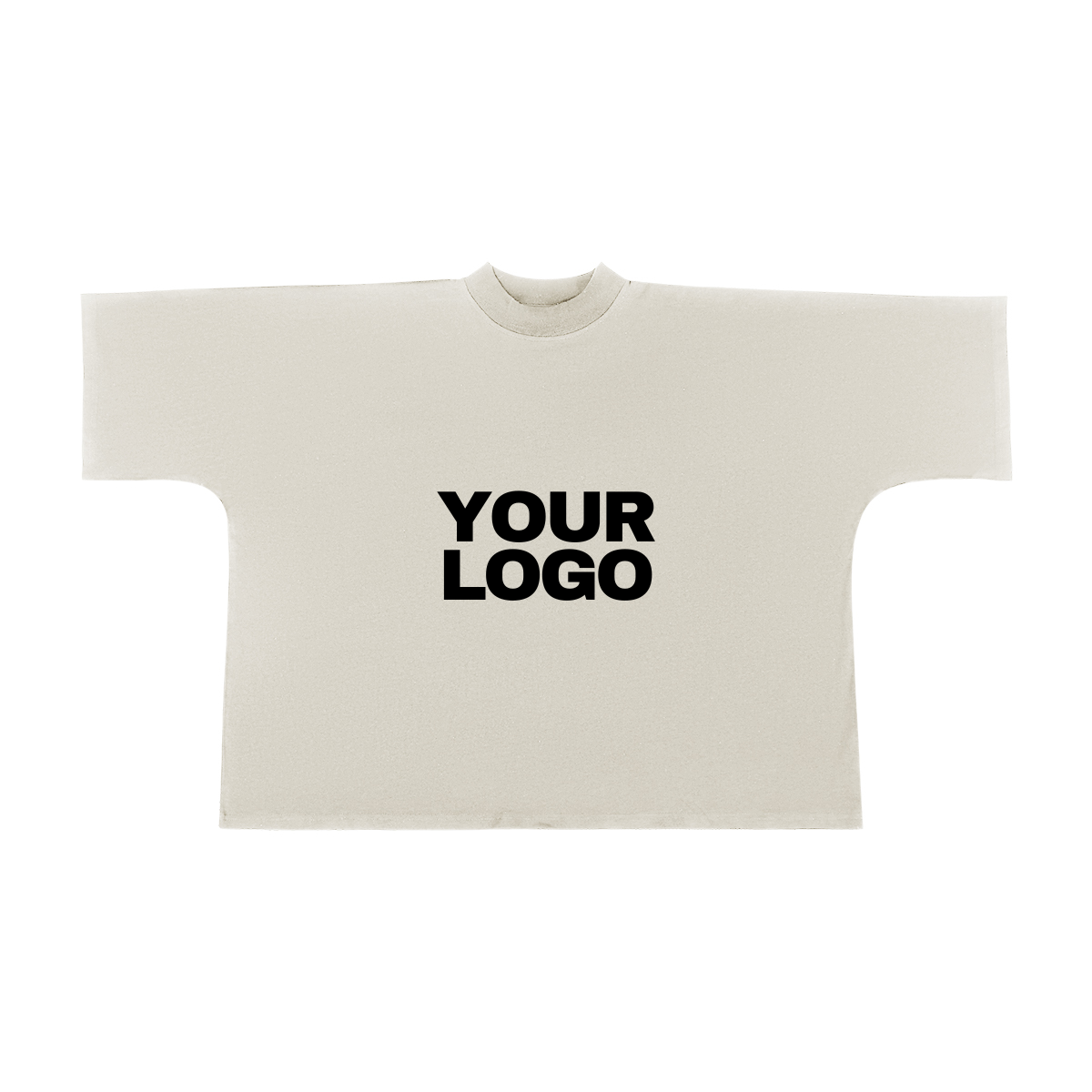 T-shirt couleur beige clair, modèle oversize à personnaliser, imprimé devant