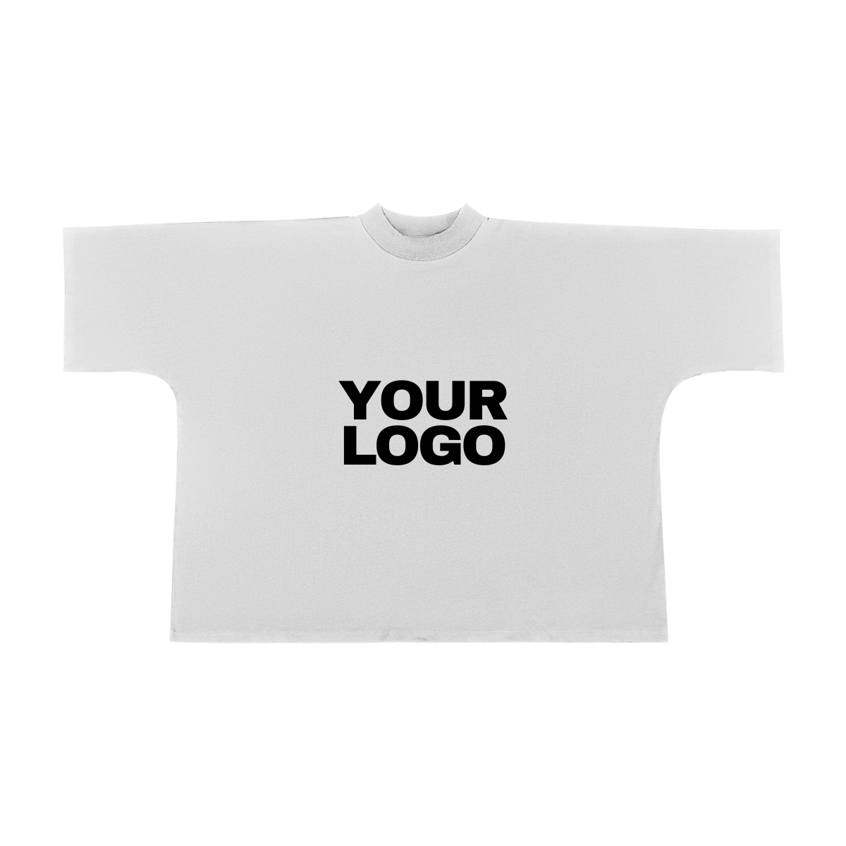 T-shirt oversize blanc, coupe une pièce, imprimable avec logo ou visuel centré