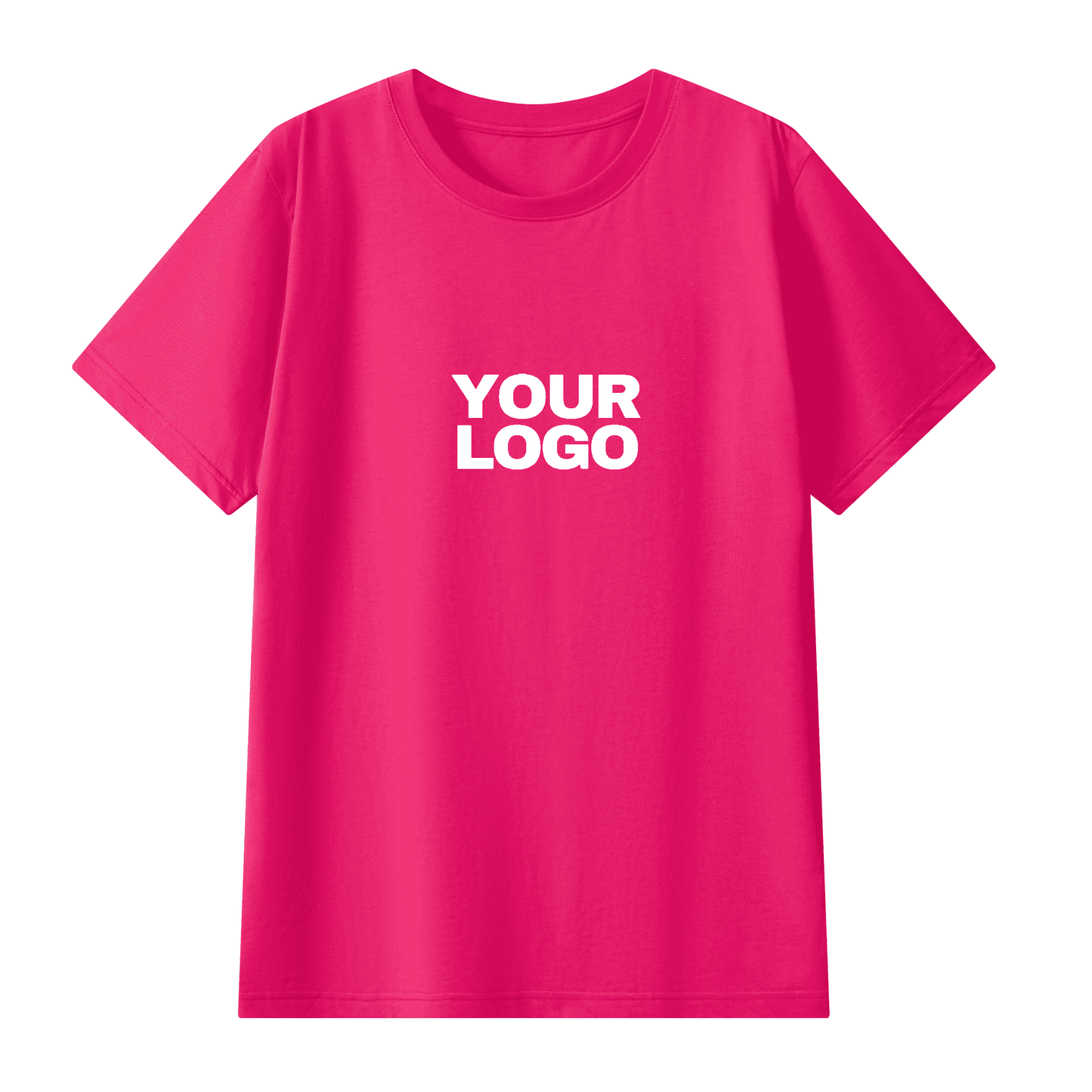 T-shirt 180g coupe droite à personnaliser, rose vif, visuel centré