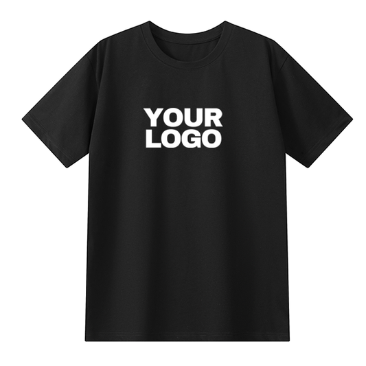 T-shirt 180g noir personnalisable, coupe droite, visuel centré